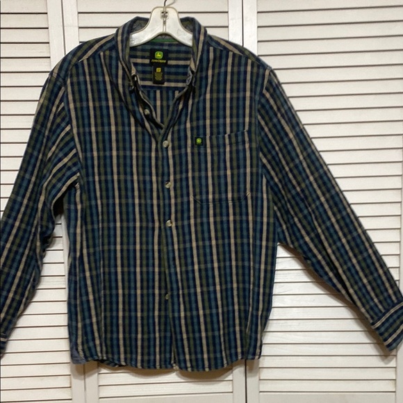 John Deere Cotton Checked Button Shirt Size Med - Picture 1 of 7